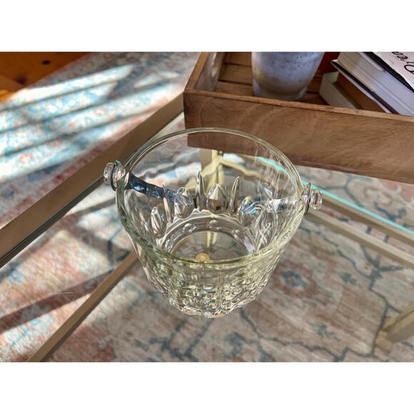 Vintage Glass Ice Bucket with Silver Handle, Barware  Made in Italy - Picture 6 of 10